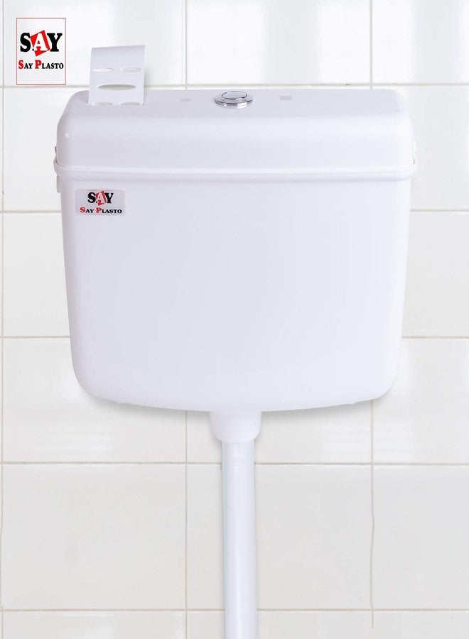 SAY Flushing Cistern 10 Litre Capacity | Center Push Flush Tank with Air Freshener Pocket | Smart PVC Polypropylene Wall Mounted Toilet Cistern | Durable Leak-Proof Bathroom Flush Tank (White) - Image 2