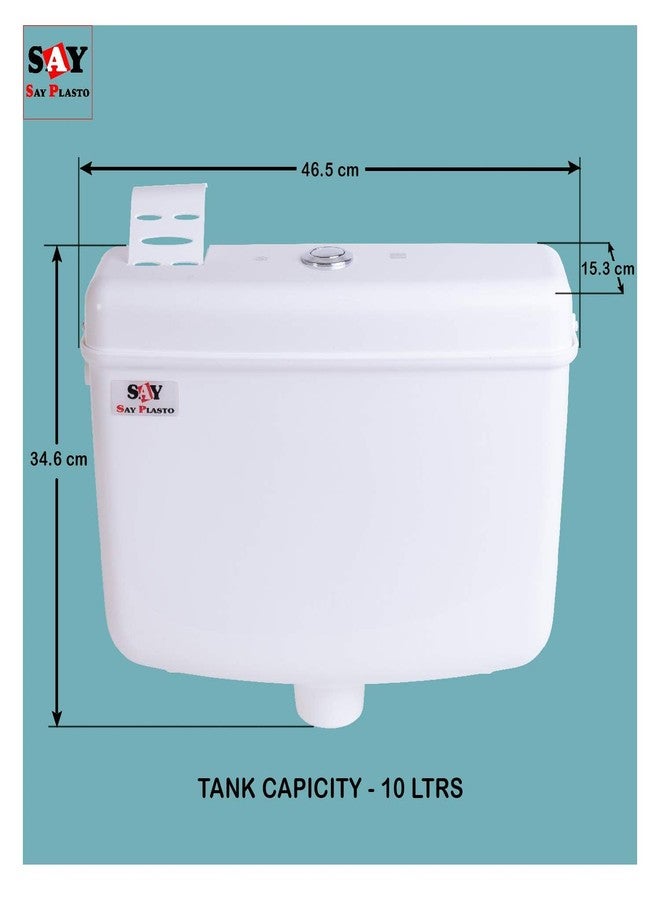 SAY Flushing Cistern 10 Litre Capacity | Center Push Flush Tank with Air Freshener Pocket | Smart PVC Polypropylene Wall Mounted Toilet Cistern | Durable Leak-Proof Bathroom Flush Tank (White) - Image 3