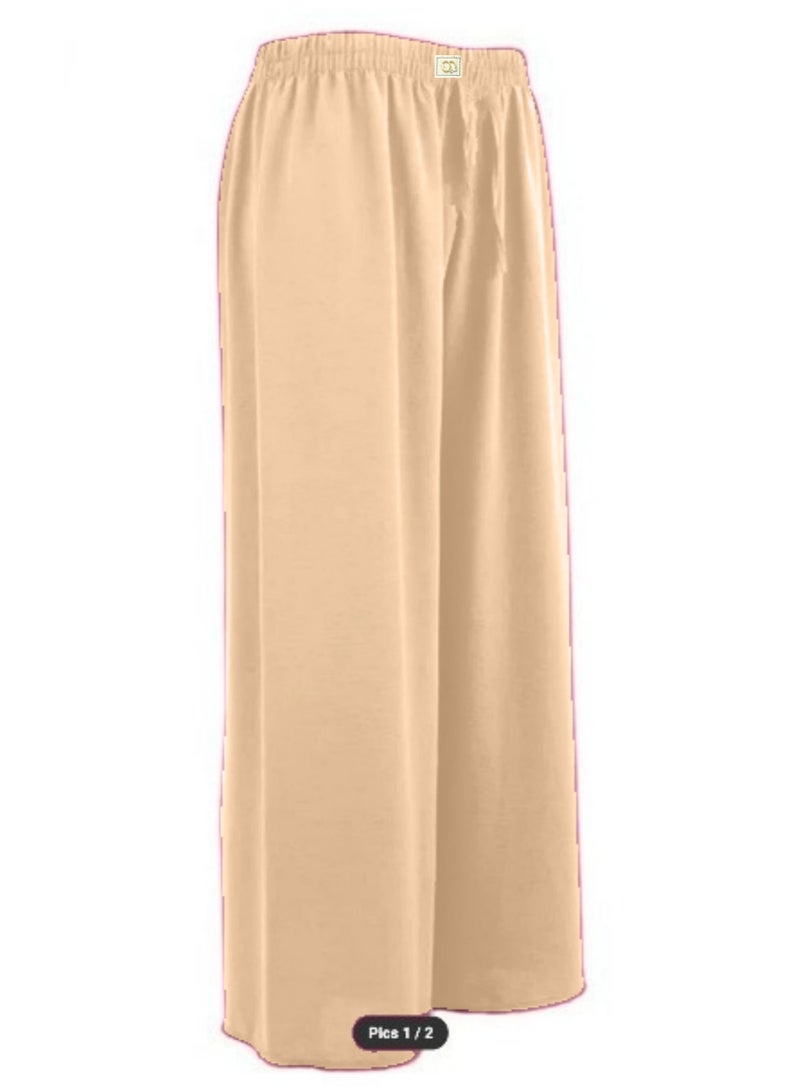 Elastic Free Size High Waist Wide Leg Trousers Casual Loose Beach Travel Lounge Pants - Image 2