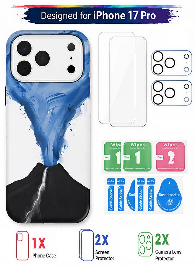 مافي مجموعة حماية 5 في 1 لهاتف iPhone 17 Pro - غطاء مزدوج الطبقات مقاوم للصدمات (طبقة داخلية من مادة TPU + طبقة خارجية من مادة PC) مع واقيين للشاشة فائق الدقة وواقيين شفافين لعدسة الكاميرا - حماية كاملة ضد الصدمات، غطاء هاتف مضاد لبصمات الأصابع والعرق مع أزرار مستقلة - Image 1