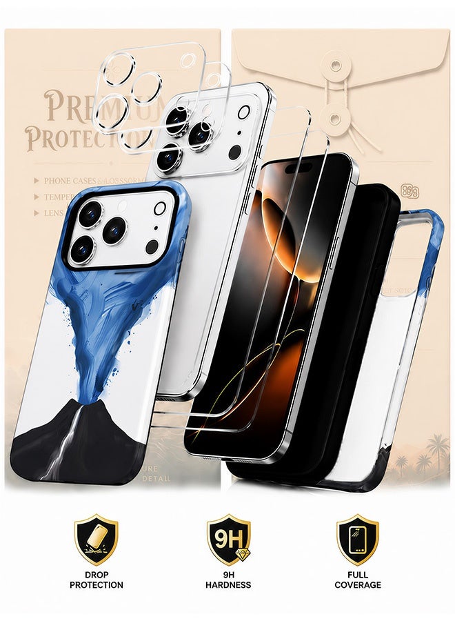 مافي مجموعة حماية 5 في 1 لهاتف iPhone 17 Pro - غطاء مزدوج الطبقات مقاوم للصدمات (طبقة داخلية من مادة TPU + طبقة خارجية من مادة PC) مع واقيين للشاشة فائق الدقة وواقيين شفافين لعدسة الكاميرا - حماية كاملة ضد الصدمات، غطاء هاتف مضاد لبصمات الأصابع والعرق مع أزرار مستقلة - Image 2