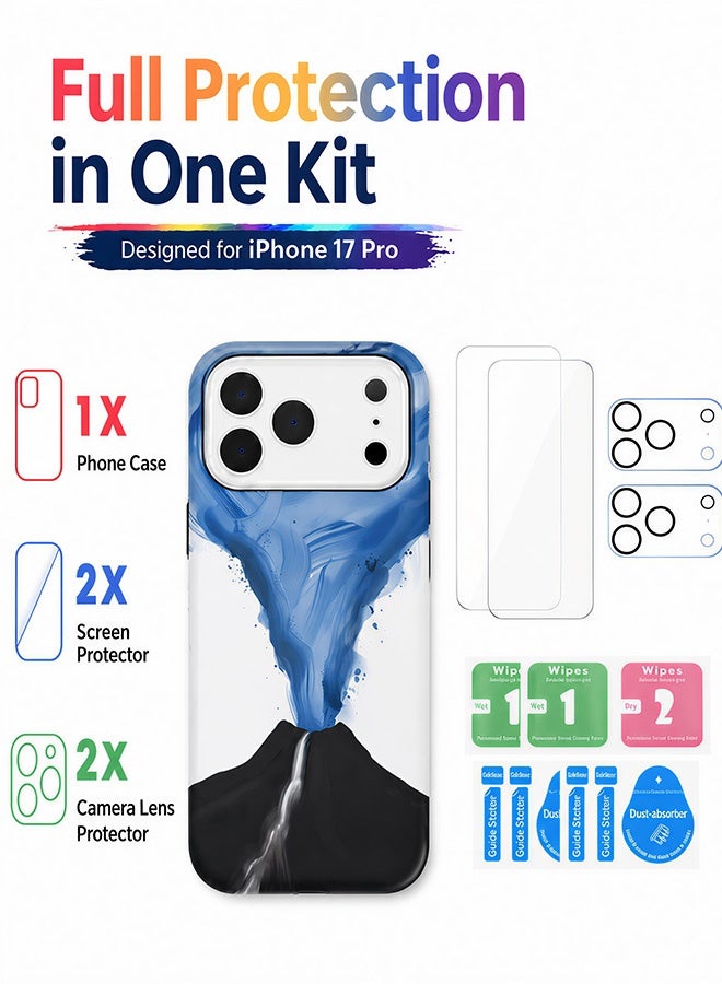 مافي مجموعة حماية 5 في 1 لهاتف iPhone 17 Pro - غطاء مزدوج الطبقات مقاوم للصدمات (طبقة داخلية من مادة TPU + طبقة خارجية من مادة PC) مع واقيين للشاشة فائق الدقة وواقيين شفافين لعدسة الكاميرا - حماية كاملة ضد الصدمات، غطاء هاتف مضاد لبصمات الأصابع والعرق مع أزرار مستقلة - Image 4