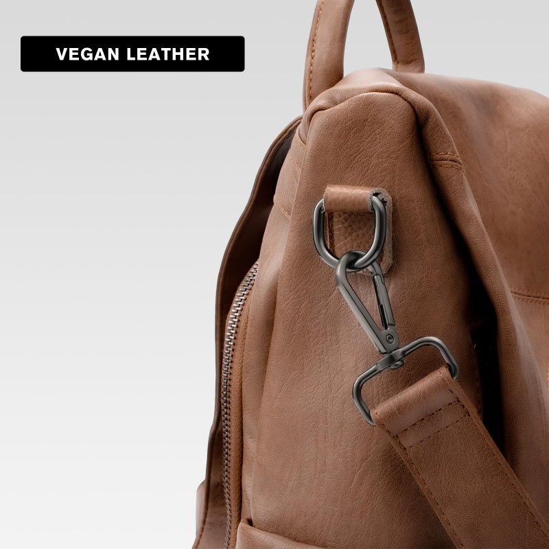 molshine Backpack,Fashion Casual Travel PU Leather Daypack Bag Shoulder Rucksack Handbags for Women HB041 (Brown) - Image 5