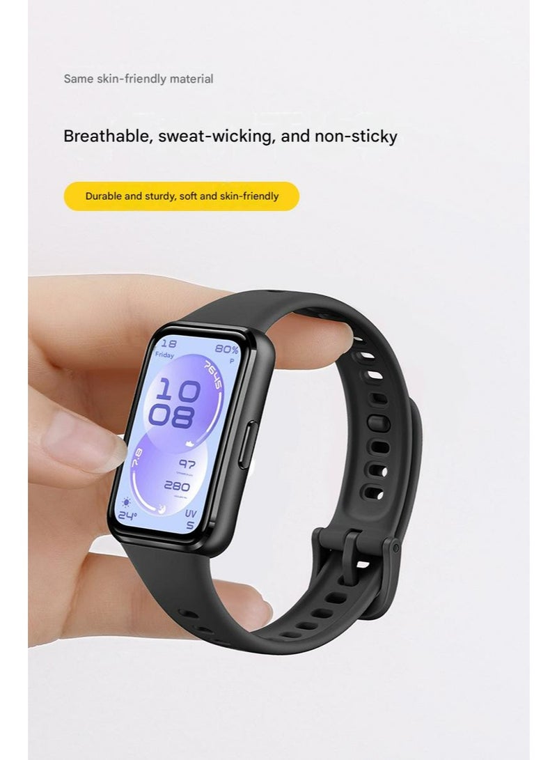 أوليسون حزمة 2 TPU Sport Watch Band لـ Huawei Band 11 / Band 11 Pro ، حزام استبدال مقاوم للماء من السيليكون الناعم ، الوردي + الأسود - Image 5