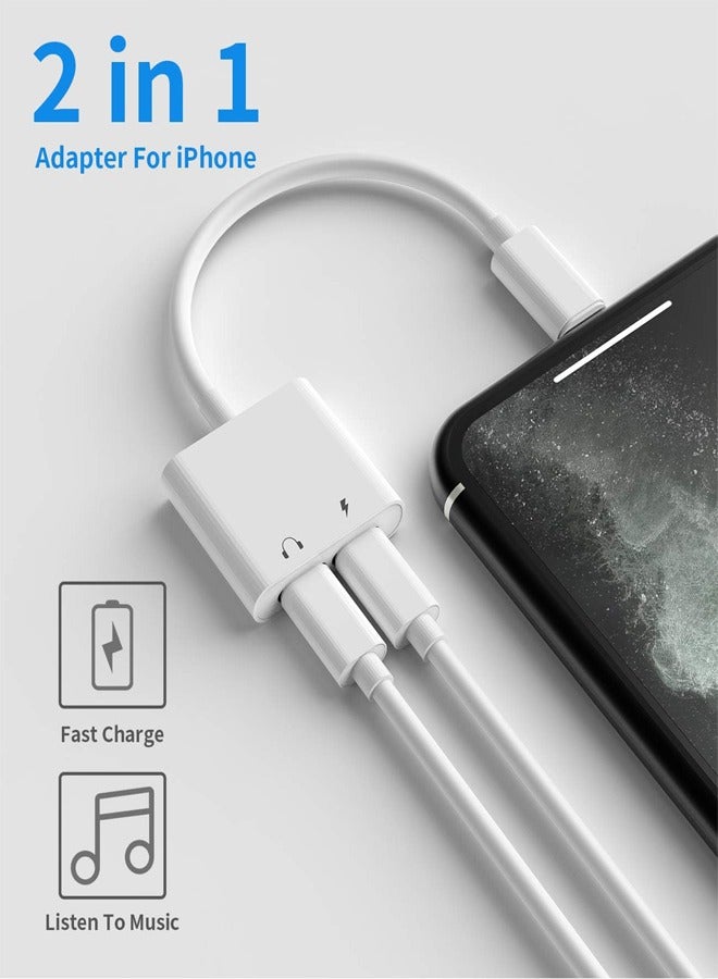 3 in 1 Headphone Adapter for iPhone, Lightning to 3.5 mm Headphone Jack Adapter, Lightning Audio & Charging Adapter Dongle Cable Splitter Compatible with iPhone  - Image 5