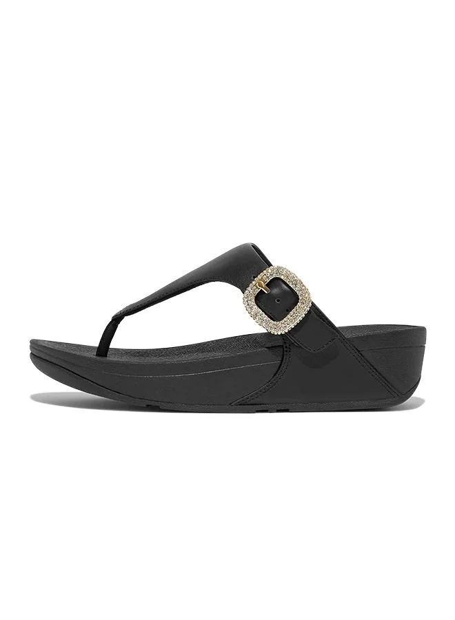 فيت فلوب LULU CRYSTAL-BUCKLE LEATHER TOE-POST SANDALS