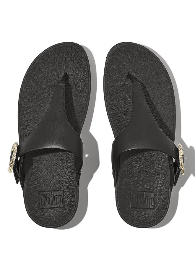 فيت فلوب LULU CRYSTAL-BUCKLE LEATHER TOE-POST SANDALS
