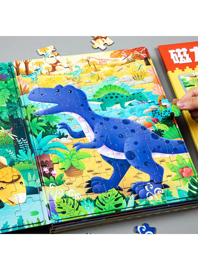 Children 2-5 Years Old Puzzle Magnetic Puzzle Baby Enlightenment Concentration Training Small Toy Puzzle Book Dinosaur Puzzle-Color:Magnetic Puzzle 3 + 【Wildlife】】 - Image 3