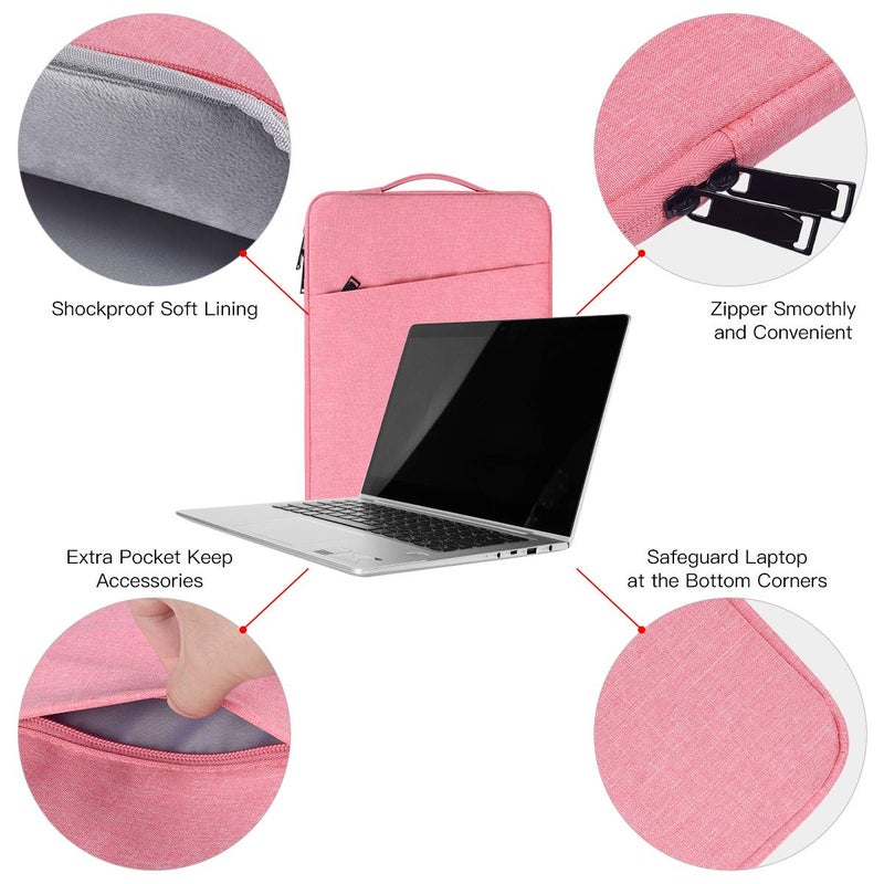 iKammo 14 Inch Laptop Sleeve Case Bag For Asus Chromebook 14/Asus Vivobook 14/Zenbook 14  Samsung Galaxy Chromebook Go  Lenovo Thinkpad 14/ Flex 5 /Yoga  Dell Latitude 14  Acer Hp Chromebook 14(Pink) - Image 4