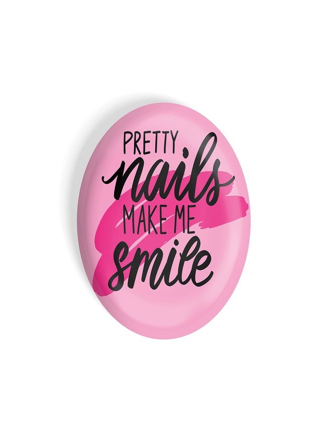 dhcrafts Pin Badges Pink Girl Power Pretty Nails Make Me Smile D1 Glossy Finish Design Pack of 1 - Image 3