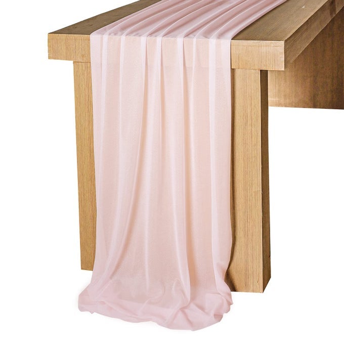 10 FEET BLUSH CHIFFON TABLE RUNNER SHEER WEDDING TABLE CLOTH 29X120 INCHES RUSTIC WEDDING DECORATIONS FRENCH CHIFFON TABLE RUNNER