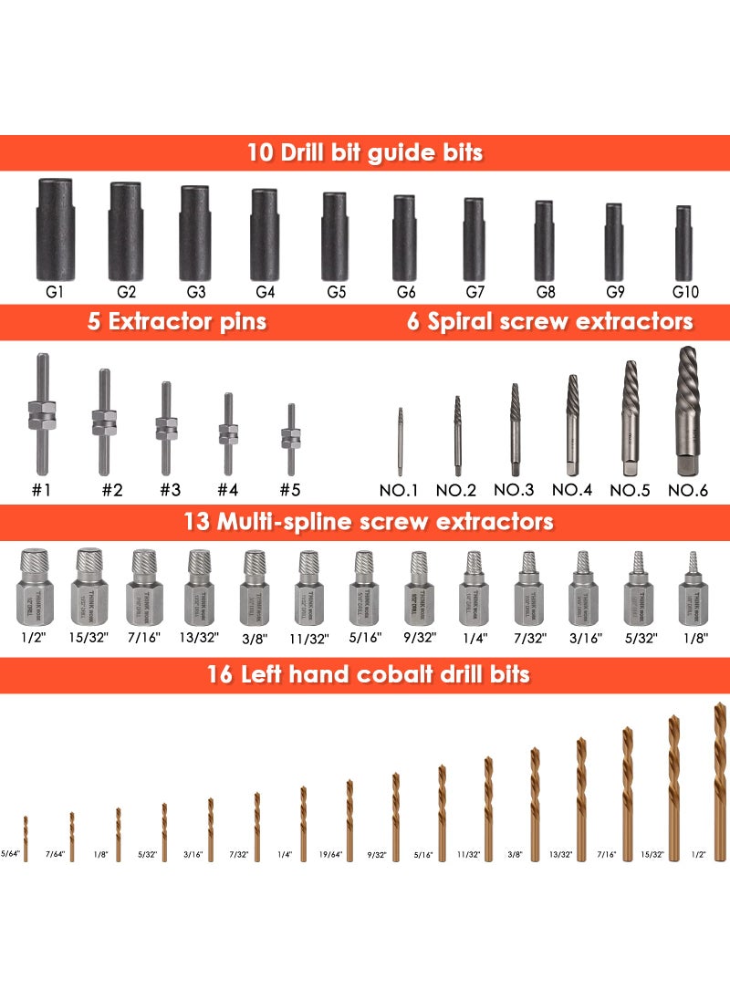 THINKWORK THINKWORK Screw Extractor Set, 55 Pieces Easy Out Bolt Extractor Set, Broken Bolt Remover for Removing Stripped Screws, Studs, Fittings and Lugs Extraction  - Image 2