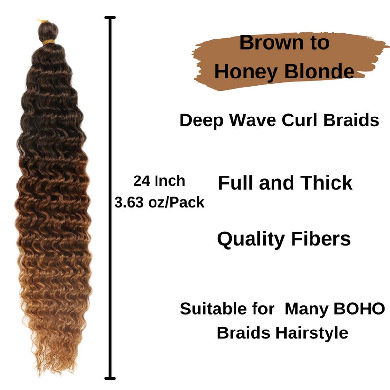 Leticia Ombre 1B/30/27 Braiding Hair Pre stretched Brown to Honey Blonde Boho Hair for Braiding Hypoallergenic Knotless Curly Crochet Braids Ez Braid Synthetic Twist - Image 3