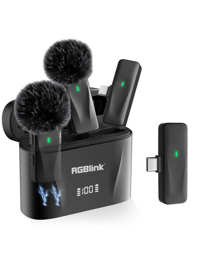 RGBlink Wireless Lavalier Microphone Compatible for iPhone 16,15 Pro Max, USB C Smartphone, Samsung, Android - Set of 2 Lapel Mic w/Noise Canceling for Content Creator, Vlogging, Recording, ASMR - Image 1
