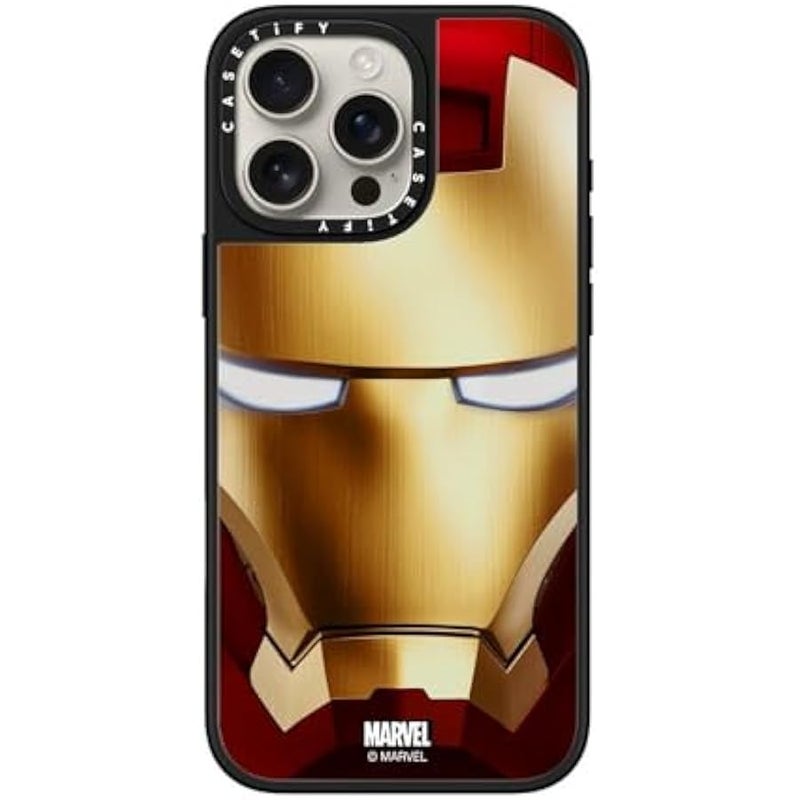 Casetify Mirror iPhone 16 Pro Max Case 【Iron Man Co-Lab/Reflective / 4.9ft Drop Protection/Compatible with Magsafe】 - Iron Man Hero Mask - Silver on Black - Image 2