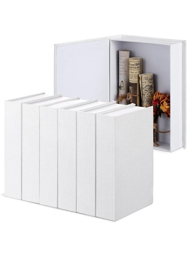 صندوق ديكور من 6 قطع على شكل كتب مزيفة، كتب مزخرفة، ديكور عصري من الكتان لطاولة القهوة، تخزين الحرف اليدوية، رف كتب منزلي، مقهى، عرض ديكور فندقي - Image 1