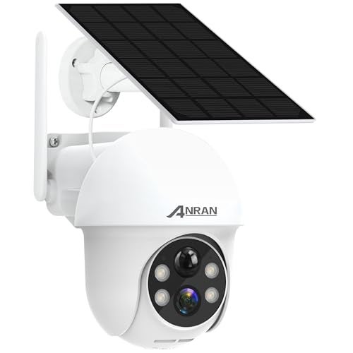 ANRAN Security Camera Wireless Outdoor, 2K Solar Outdoor Camera with 360° View, Smart Siren, Spotlights, Color Night Vision, PIR Human Detection, Pan Tilt Control, 2-Way Talk, IP65, Q1 White - Image 1