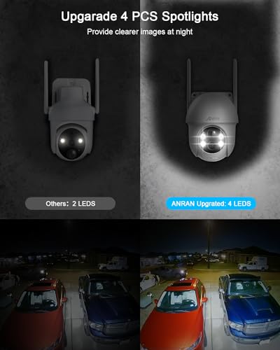 ANRAN Security Camera Wireless Outdoor, 2K Solar Outdoor Camera with 360° View, Smart Siren, Spotlights, Color Night Vision, PIR Human Detection, Pan Tilt Control, 2-Way Talk, IP65, Q1 White - Image 2