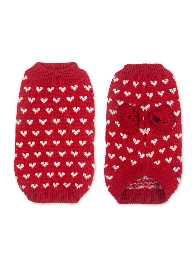 krastmon Dog Sweater Heart Puppy Sweater Warm Soft Pet Cloth Dog Outfits for Small Dogs and Cats (Red, XXL) - Image 2