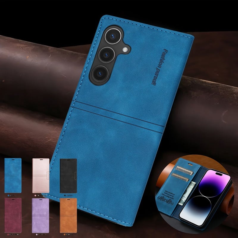 Synthetic Faux Leather Wallet Case With Flip Cover Compatible Galaxy A15 Light Purple Card Holder - Image 1
