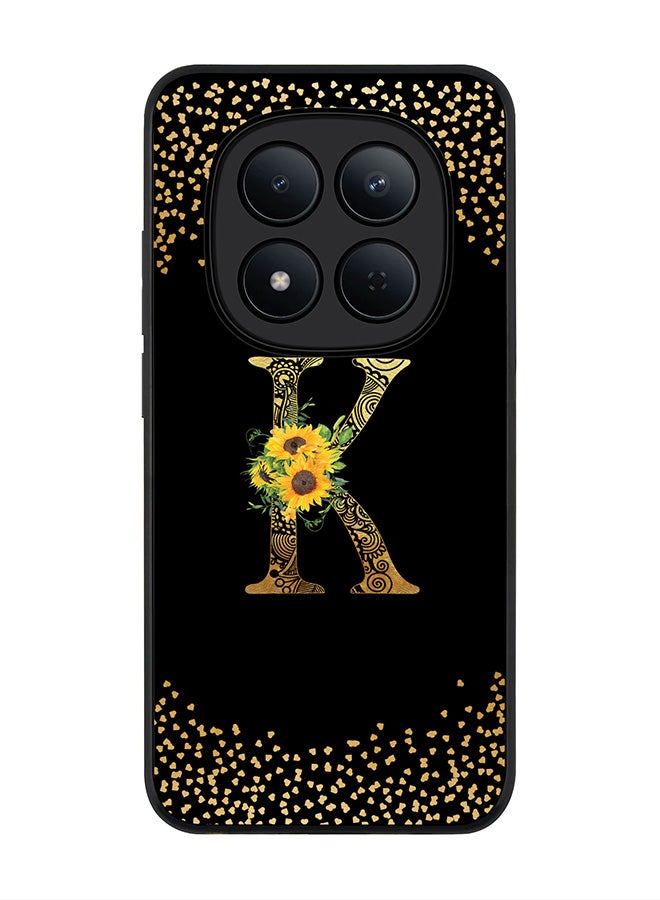For Xiaomi Redmi Note 15 Pro 5G Case,Slim fit Camera Protection, Shockproof Thin Phone cover  - Custom Floral Monogram - K ( Black )
