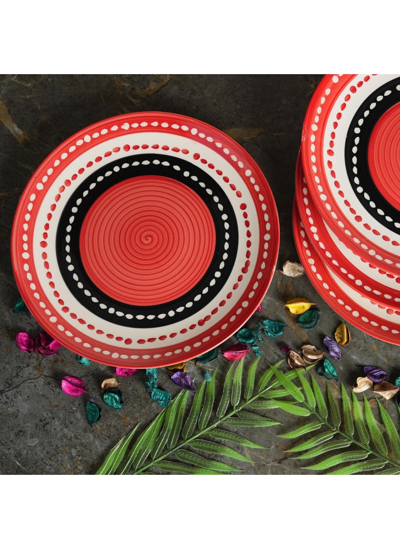Caffeine Caffeine Ceramic Handmade Stoneware Red Dotted Quarter Plate 7”(Set of 6 Dishwasher & Microwave Safe)  - Image 2