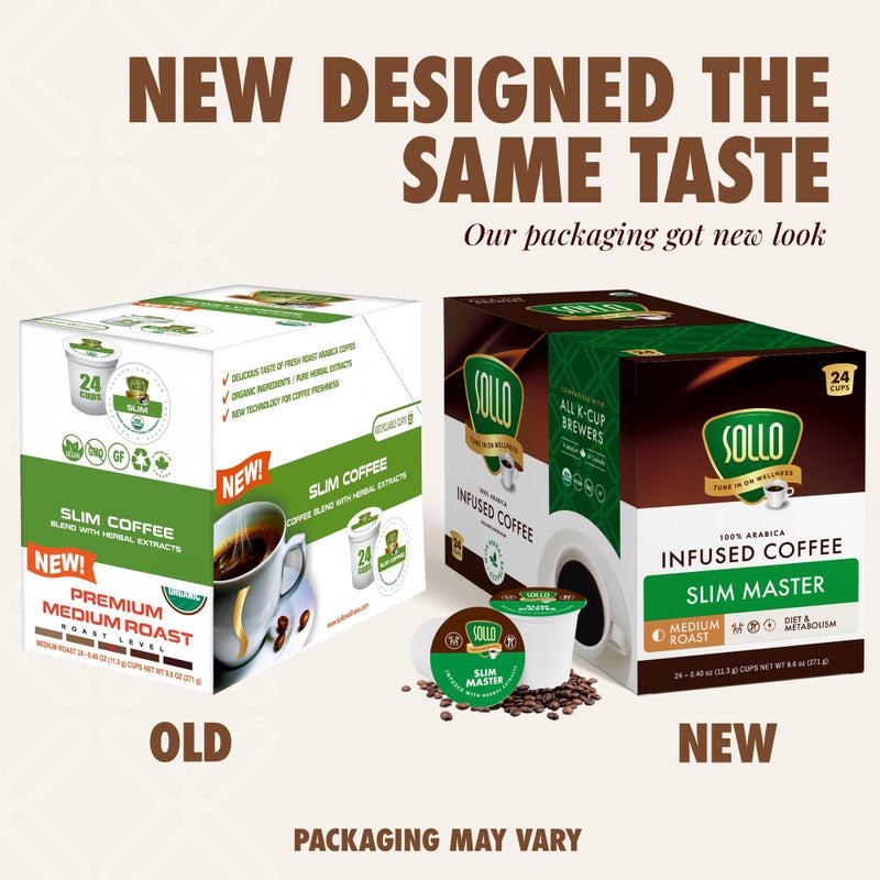 SOLLO Organic Slim Coffee Pods, Medium Roast, Low Acid, Diet-Support, Slim, Single Serve Pods, Compatible With 2.0 K-Cup Keurig Brewers, 24 K Cup - Image 4