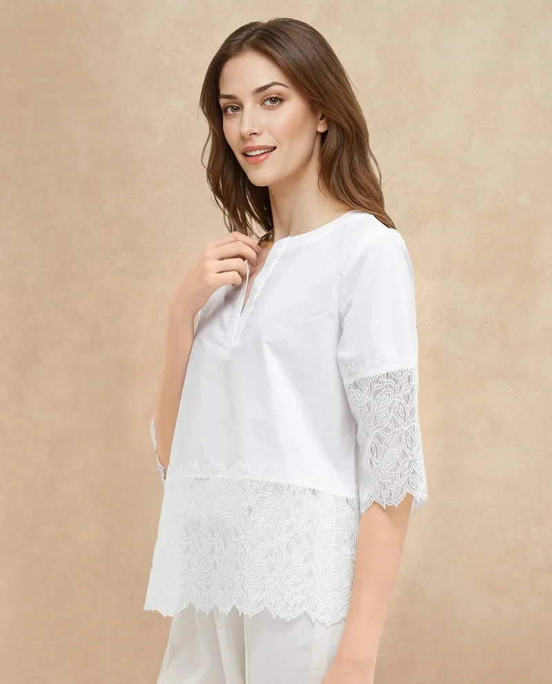 Rareism Women's Short Sleeve Embellished Top