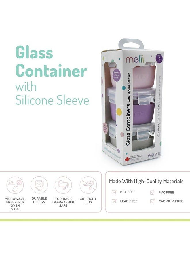 melii 3-Pieces Glass Food Storage Containers with Silicone Sleeve, Resistant Borosilicate, Airtight And Leakproof Locking Lid, 5.4oz - Image 2
