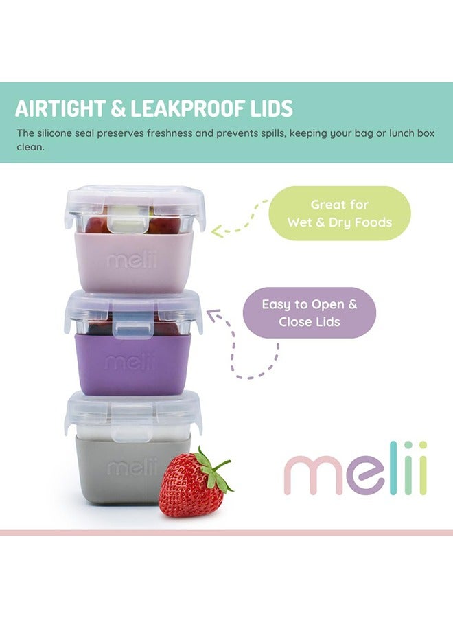 melii 3-Pieces Glass Food Storage Containers with Silicone Sleeve, Resistant Borosilicate, Airtight And Leakproof Locking Lid, 5.4oz - Image 5