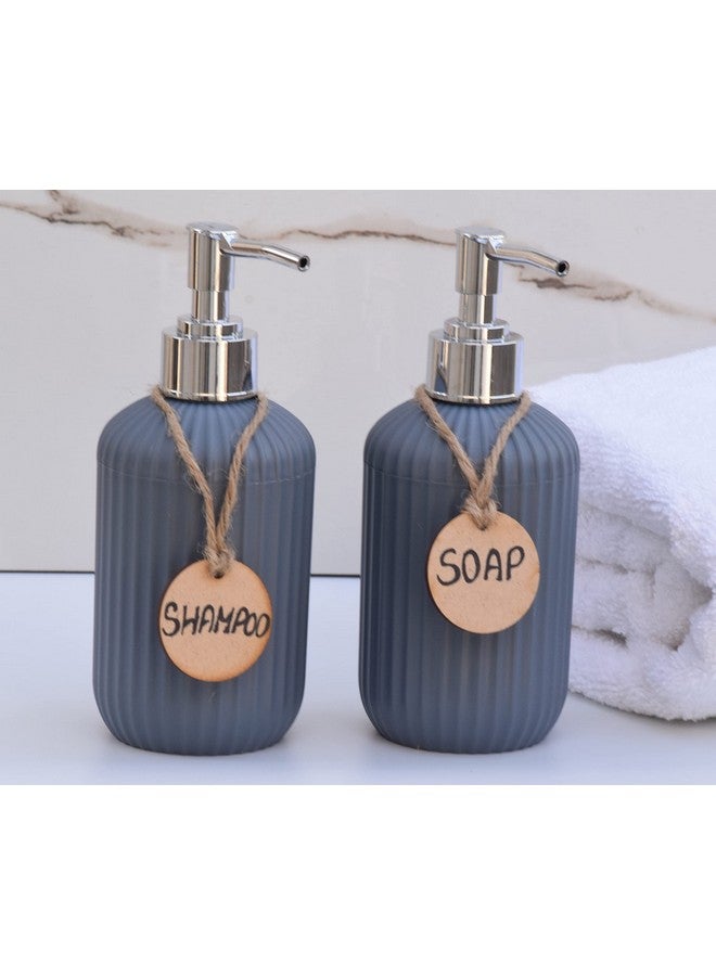 Haristar Liquid Soap Dispenser|Sanitizer Dispenser, Lotion, Shampoo Dispenser | Handwash Bottle for Kitchen | Soap Dispenser for Wash Basin | 300 ML (Pack of 2, Metallic Grey) - Image 1