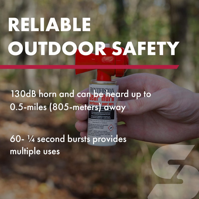 SABRE Frontiersman Bear Horn with On/Off Locking Top, 130dB Heard Up to 0.5-Miles Away Helps Keep Bears Away, Compact & Reusable with 60 1/4-Second Bursts - Image 3