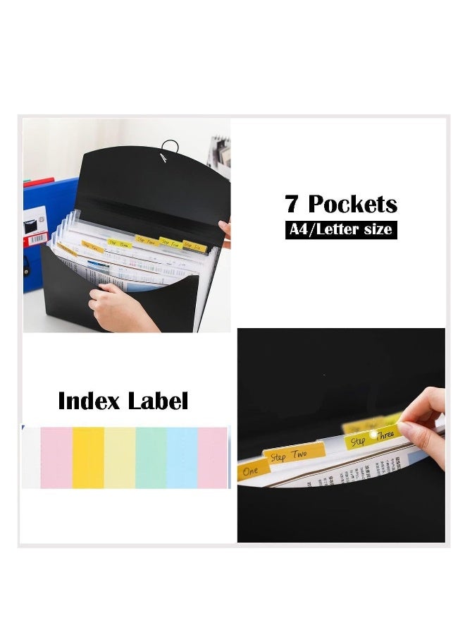 Generic 4 Packs Accordion File Organizer File Folder with 7 Pockets Letter Size A4 Expanding File Folder with Index Tabs Expandable Plastic Document Organizer for Business Travel School Office Home  - Image 4