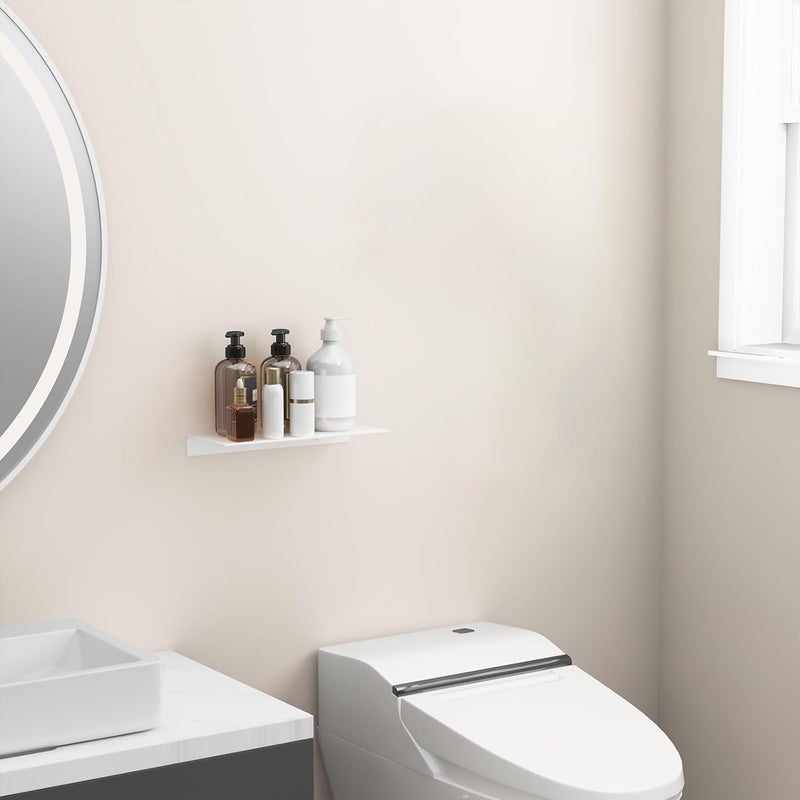 Danpoo 12 inch White Metal Wall Shelf Small Floating Shelf for Wall Organizer & Storage, Display Shelf for Bathroom, Living Room, Kitchen, Bedroom - Image 5