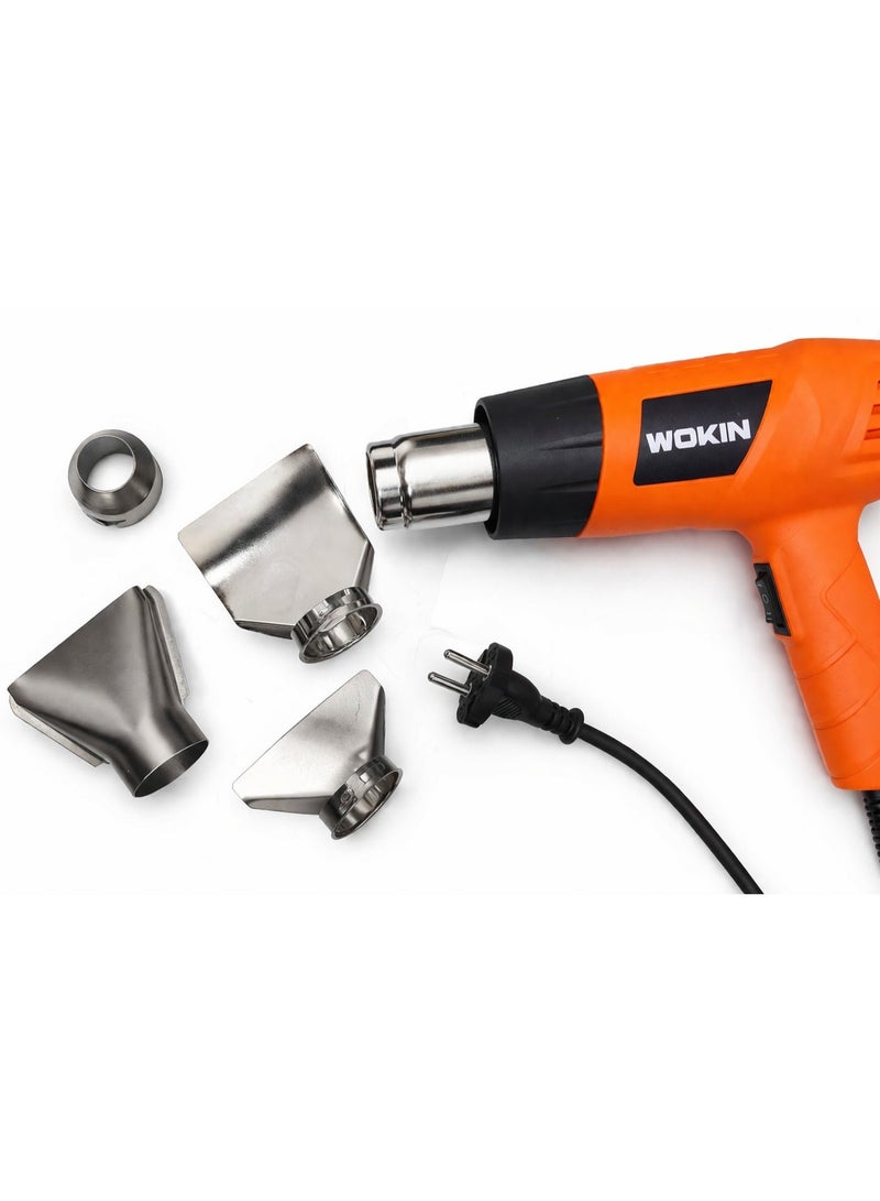 WOKIN Hot Air Gun 2000W – Fast Heating, Variable Temperature Settings (350°C–550°C), 230-240V 50Hz with 4 Nozzles Accessories for DIY, Paint Removal & Electronics - Image 2