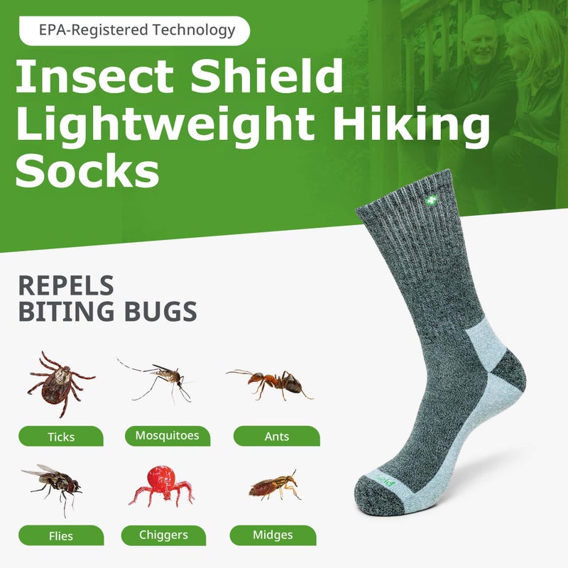Insect Shield Lightweight Hiking Socks With Permethrin Bug Repellant - Protective Clothing for Men & Women, Charcoal, X-Large - Image 3