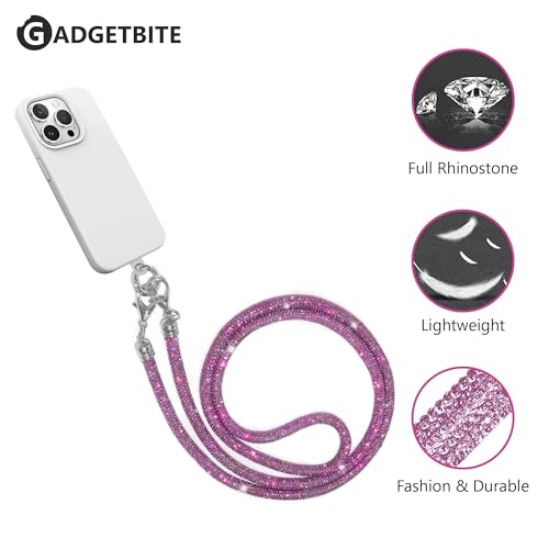 GadgetBite Diamond Charm Phone Lanyard -Cross body lanyard, Mobile Holder Strap, Hands-Free Neck Hanging Chain Accessory, Compatible with iPhone & Most Smartphones, Charms for Phone Case.(Rose Pink) - Image 3