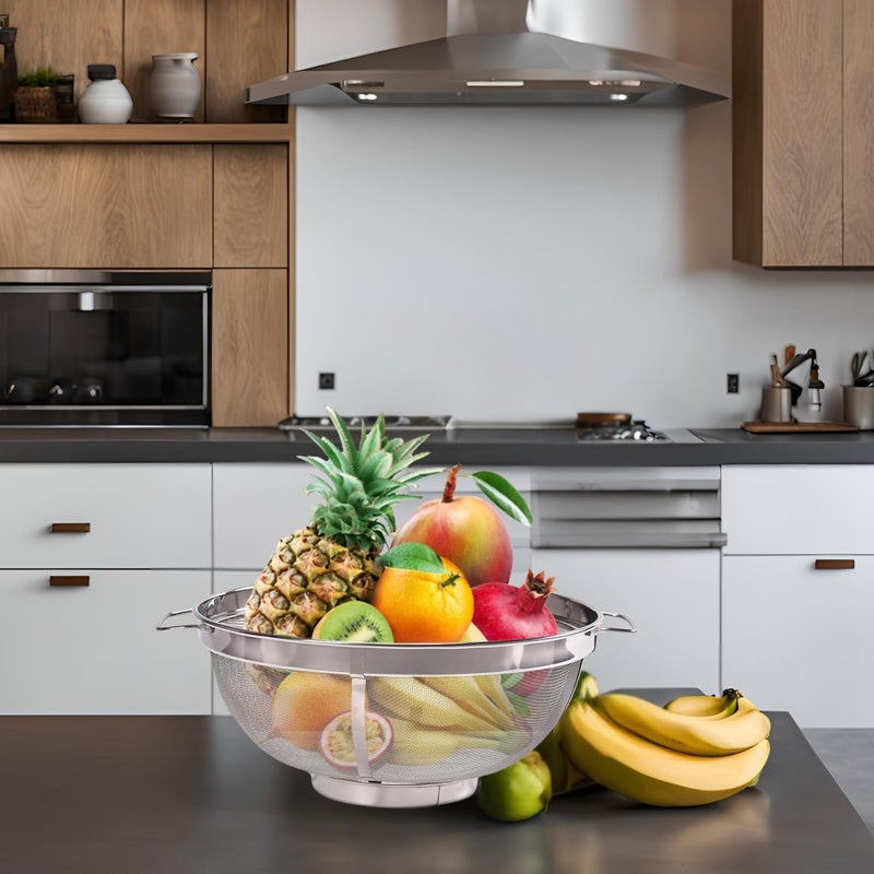 ASHMEN SS Fruit & Vegetable Storage Basket with Lid & Handles | 10 Inch Premium Mesh Basket | Fruit Basket With Lid | Fruit Basket for Dining Table & Kitchen | Must Have Kitchen Essential - Image 2