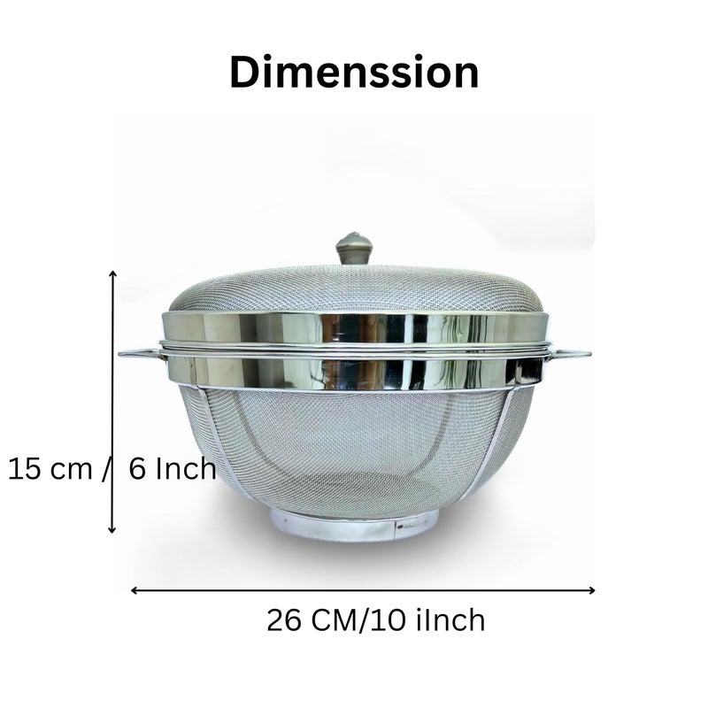 ASHMEN SS Fruit & Vegetable Storage Basket with Lid & Handles | 10 Inch Premium Mesh Basket | Fruit Basket With Lid | Fruit Basket for Dining Table & Kitchen | Must Have Kitchen Essential - Image 5