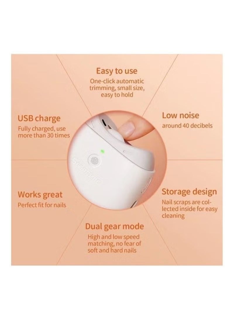 Seemagic Electric Automatic Nail Clipper with Light 2 Speeds Fingernail Cutter and File 2 in 1 Design Nail Scraps Storage USB Rechargeable Safety Fingernail Trimmer for Baby Kids Seniors - Image 2