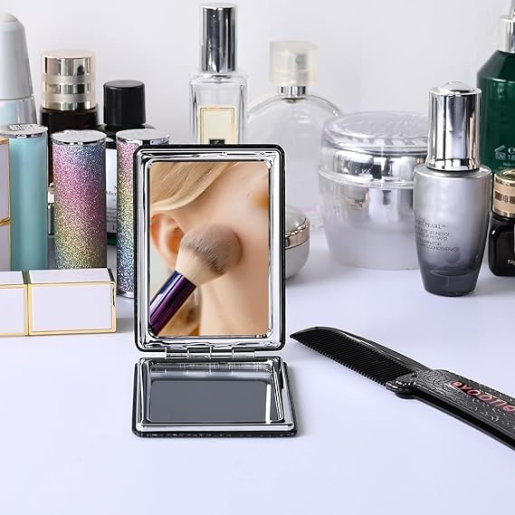 Pocket Cute Digital Printed Compact Mirror with Keychain and 1x2 Magnifying for Makeup Handbags and Travel 9cmx7cm  - Image 5