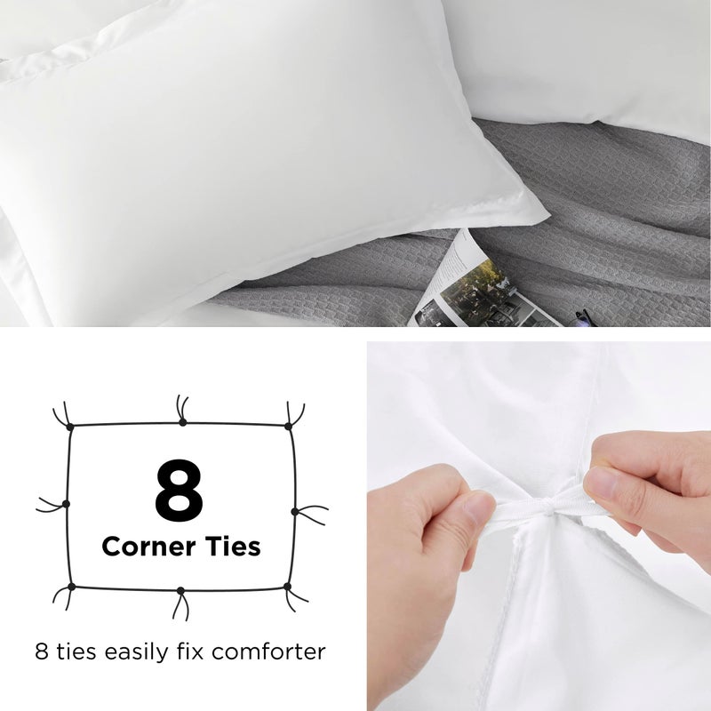 Bedsure Duvet Cover Full Size - Soft Double Brushed Bedding Set for Kids & Adults, Zipper Closure, 3 Pieces, Includes 1 Duvet Cover (80"x90") & 2 Pillow Shams, NO Comforter, White - Image 5