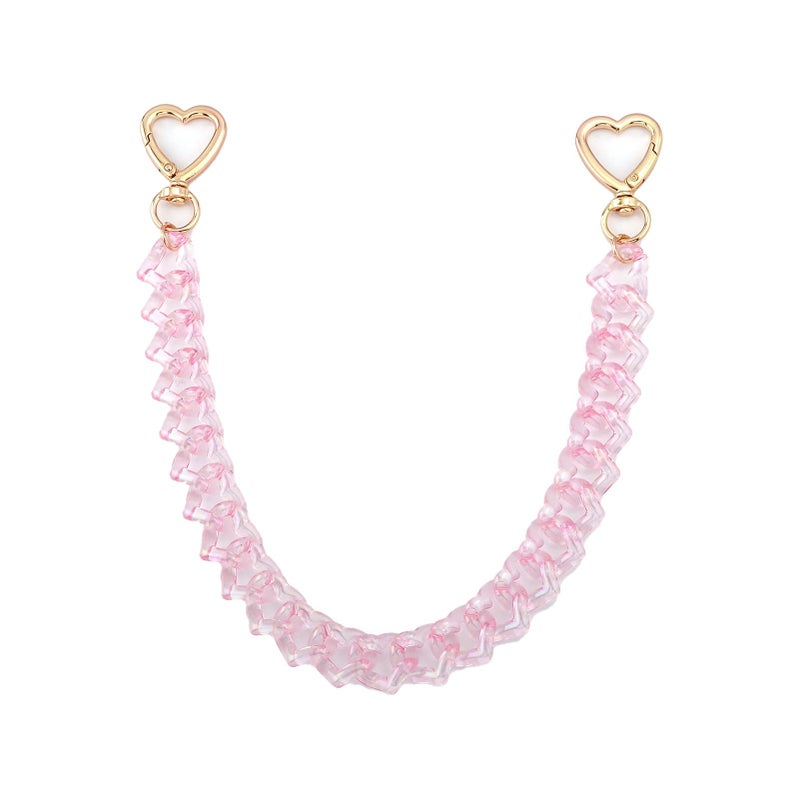 SORGERLY Acrylic Purse Chain Handbag Strap - Heart Bag Charm Keychain Accessories, 12.4 Inch Extender Chains Replacement (Pink) - Image 1