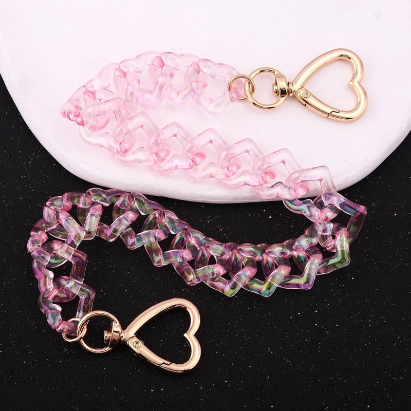 SORGERLY Acrylic Purse Chain Handbag Strap - Heart Bag Charm Keychain Accessories, 12.4 Inch Extender Chains Replacement (Pink) - Image 4