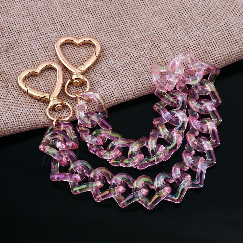 SORGERLY Acrylic Purse Chain Handbag Strap - Heart Bag Charm Keychain Accessories, 12.4 Inch Extender Chains Replacement (Pink) - Image 5