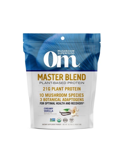 Master Blend Plantbased Protein Powder 18.27 Ounce 14 Servings Creamy Vanilla Protein With 10 Mushroom Complex Lions Mane Adaptogens For Optimal Health And Recovery
