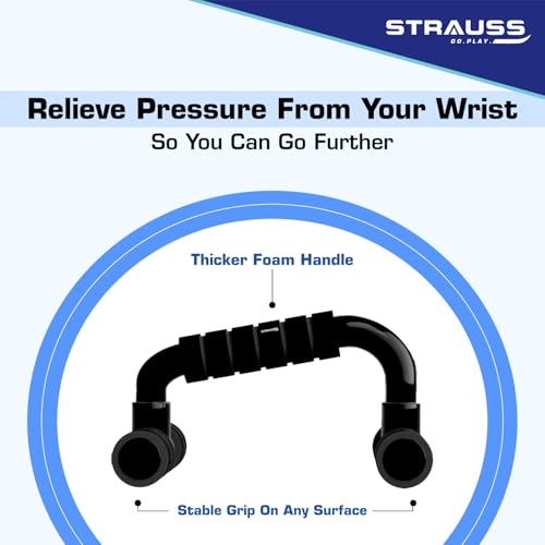Strauss Moto Push-Up Bar, Pair | Comes with Premium Foam Grip & PVC Bracket for Non-Slip & Sturdy Exercise at Home or Gym,(Black) - Image 3