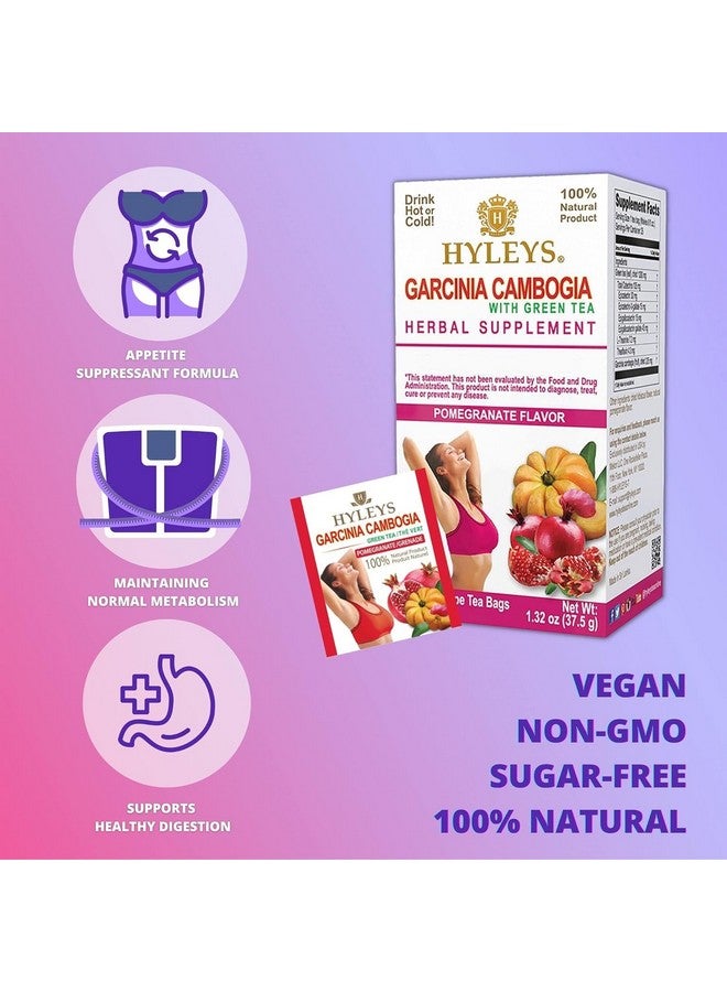 HYLEYS Tea Garcinia Cambogia Green Tea with Pomegranate Flavor - 25 Tea Bags - Image 3