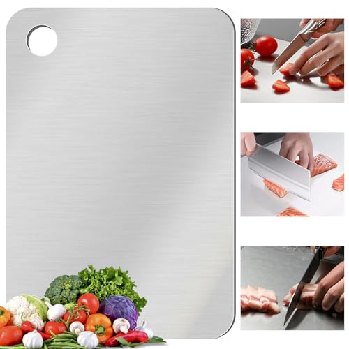 GETRIC Titanium Cutting Board, Stainless Steel Cutting Boards for Kitchen, Double Sided Food-Grade Titanium Board for Cutting Vegetables And Meat（11.8 x 7.87 inch） - Image 1