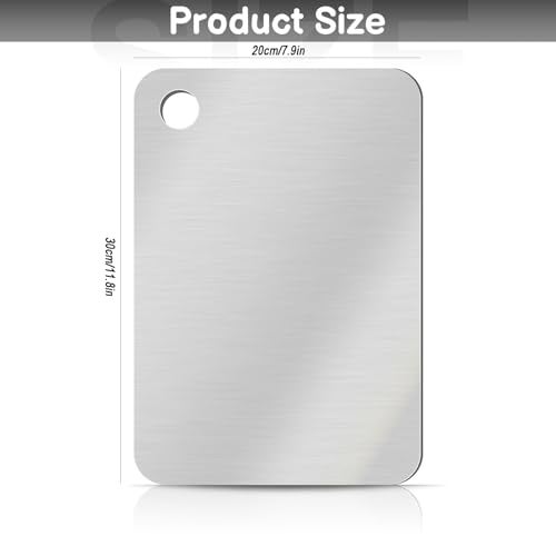 GETRIC Titanium Cutting Board, Stainless Steel Cutting Boards for Kitchen, Double Sided Food-Grade Titanium Board for Cutting Vegetables And Meat（11.8 x 7.87 inch） - Image 2